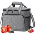 thumbnail image 1 of 15L Cooler Bag, Insulated Soft Cooler Bag, Foldable Picnic Bag, Large Capacity, Waterproof, Cooler Bag for Meals, Lunch, Office, School, Picnic, Beach, Travel (Gray), 1 of 5