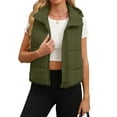 thumbnail image 5 of APEXFWDT Women's Hooded Puffer Vest Sleeveless Zip-Front Short Jacket with Removable Hood for Lightweight Layering,S,Army Green, 5 of 8