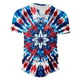 thumbnail image 4 of T-shirts for Men Plus Size under $5 Short Sleeve Independence Day Printing Button Round-Neck Casual Blouses ^Multicolor L, 4 of 5