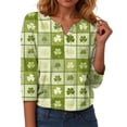 thumbnail image 6 of COMVALUE Saint Patricks Day for Women 2026 Lucky Shamrock 3/4 Sleeve Shirt Funny Irish Graphic Tee Spring Party Tops (Army Green, L), 6 of 9