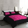 thumbnail image 2 of DNG Creations 5 Piece Two Tone Pinch Pleated Duvet Cover With Zipper Closure & Corner Ties 100% Egyptian Cotton ( Solid Black/ Hot Pink - Oversized King ), 2 of 3