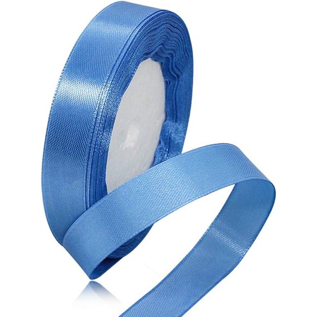 LAICAIW Solid Color Lake Blue Satin Ribbon, 5/8 Inches x 25 Yards Fabric Satin Ribbon for Gift Wrapping, Crafts, Hair Bows Making, Wreath, Wedding Party Decoration and Other Sewing Projects