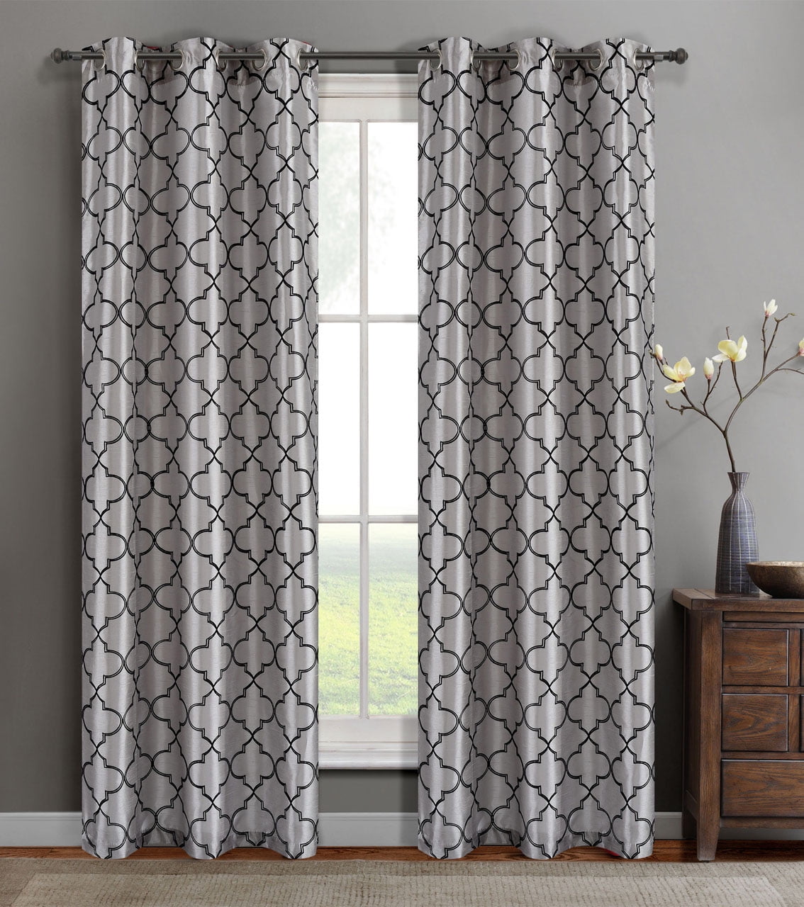 Single Oliver Faux Silk Window Curtain Panels W Grommets Com