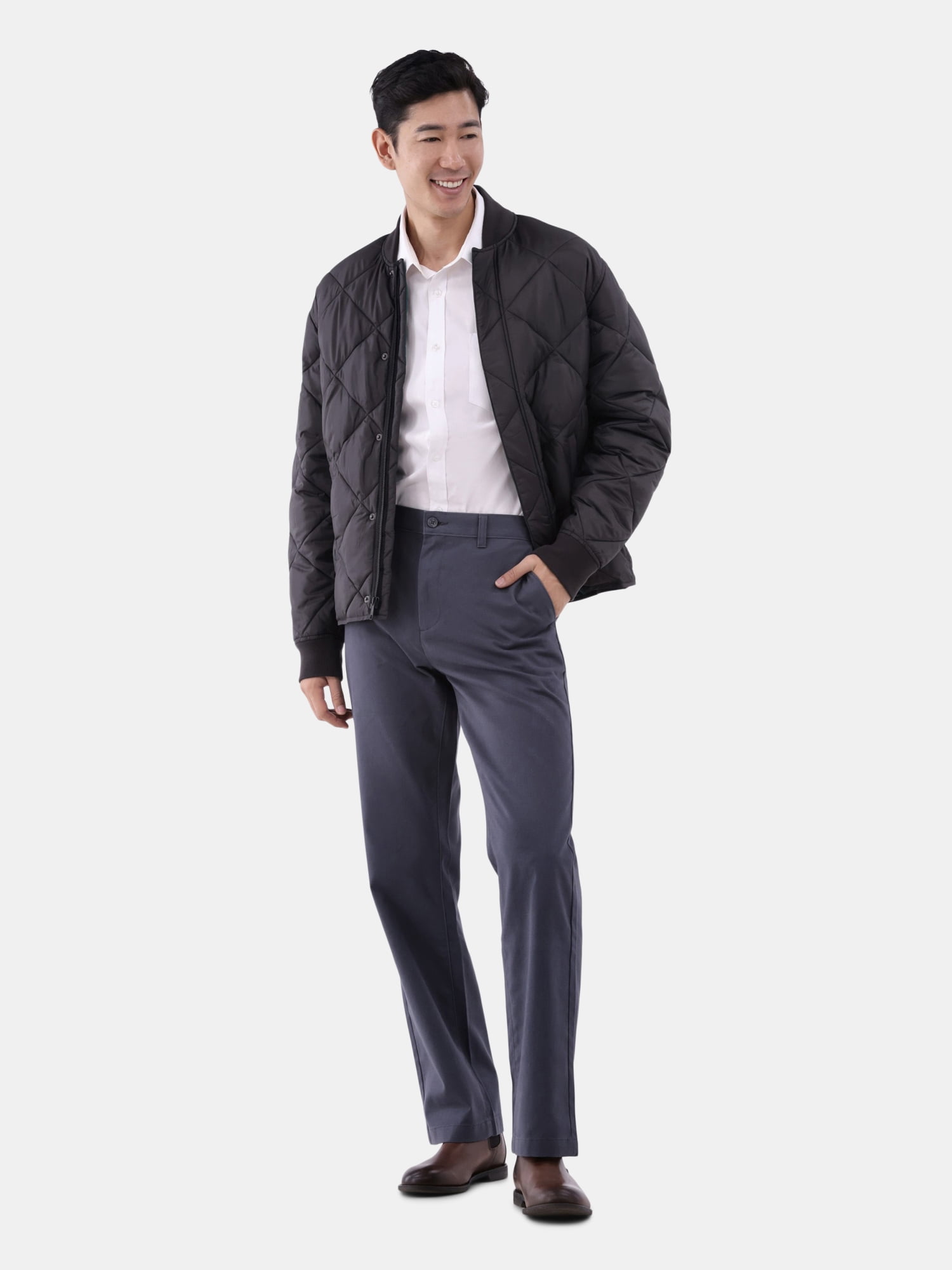 George Men's & Big Men's Classic Fit Flat Front Wrinkle Resistant Casual Pants, Waist Sizes 29-56