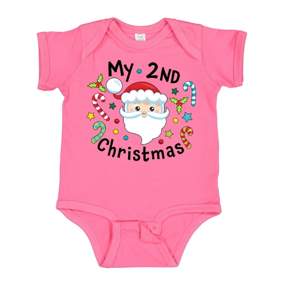 Inktastic My Second Christmas Santa with Candy Canes Boys or Girls Baby Bodysuit