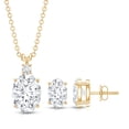 thumbnail image 4 of Rosec Jewels Certified Moissanite Pendant and Earrings Set - D-VS1 Grade - Oval Moissanite Jewelry Set for Women - with Jewelry Box, 18K Yellow Gold, 4 of 7