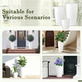 thumbnail image 4 of Bibana Set of 3 White Glossy Planters (24", 21", 10"), Indoor Outdoor Round Plastic Flower Pots with Drainage Hole & Saucer, Lightweight Imitation Porcelain Decorative Planters for Home Garden Porch, 4 of 7