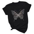 thumbnail image 4 of Sakmal Womens Tops Plus Size Short Sleeve Crew Neck Butterfly Graphic T-Shirts Womens Shirts for Summer, 4 of 7