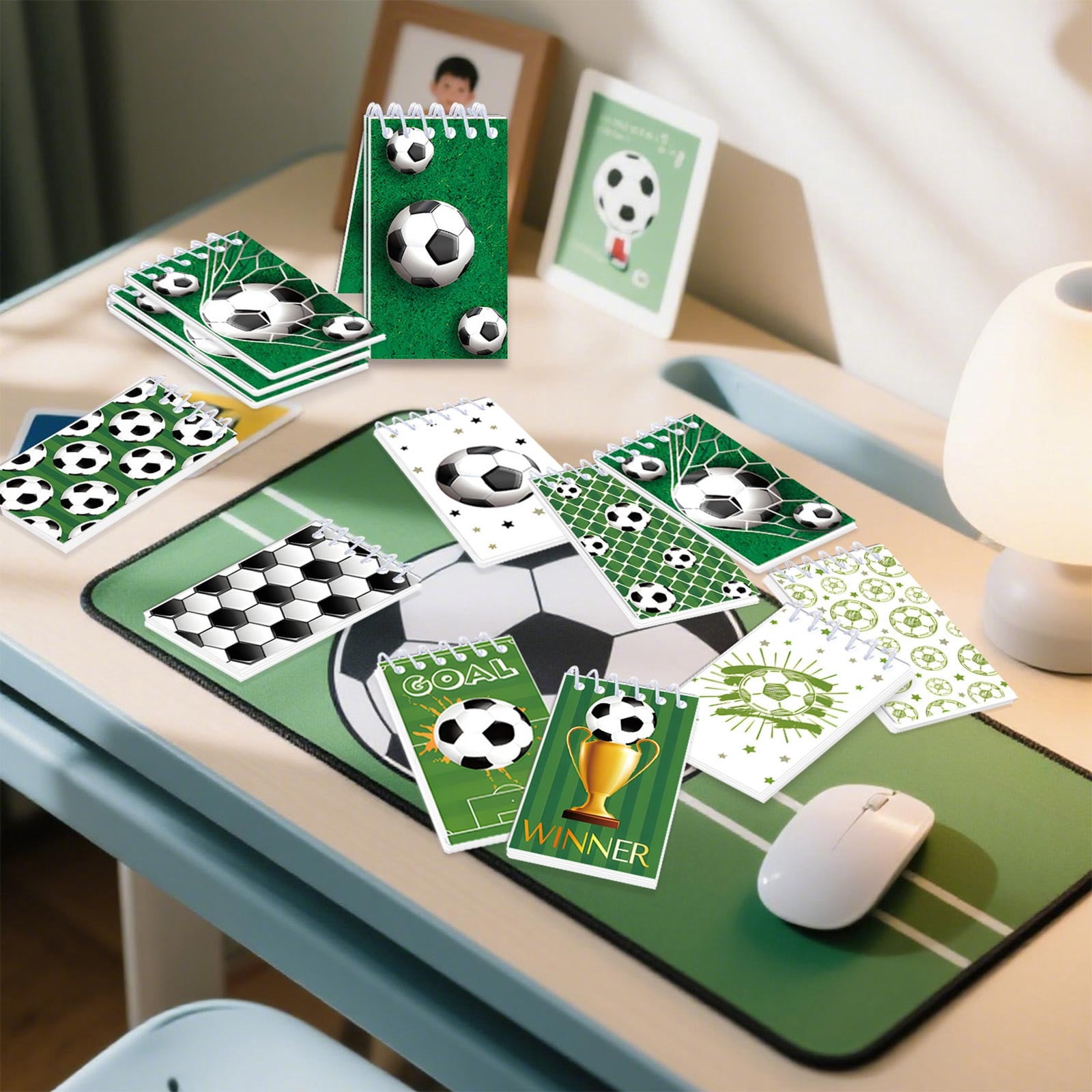 Seyotauo Soccer Mini Notebooks Bulk Set, Pocket Sized Notepad with Durable Binding, Perfect for Soccer Score Recording, Birthday Party Favors and Daily Use
