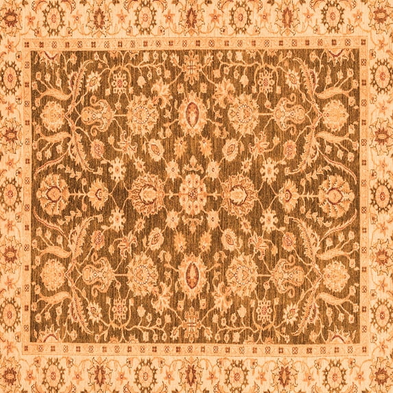 Ahgly Company Indoor Square Oriental Orange Traditional Area Rugs, 8' Square
