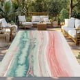 thumbnail image 3 of Fsddascl Peach Blue Ombre Outdoor Rug for Patio/Deck/Porch, Non-Slip Large Area Rug 6 x 9 Ft, Abstract Modern Art Fluid Striped Indoor Outdoor Rugs Washable Area Rugs, Reversible Camping Rug Carpet, 3 of 5