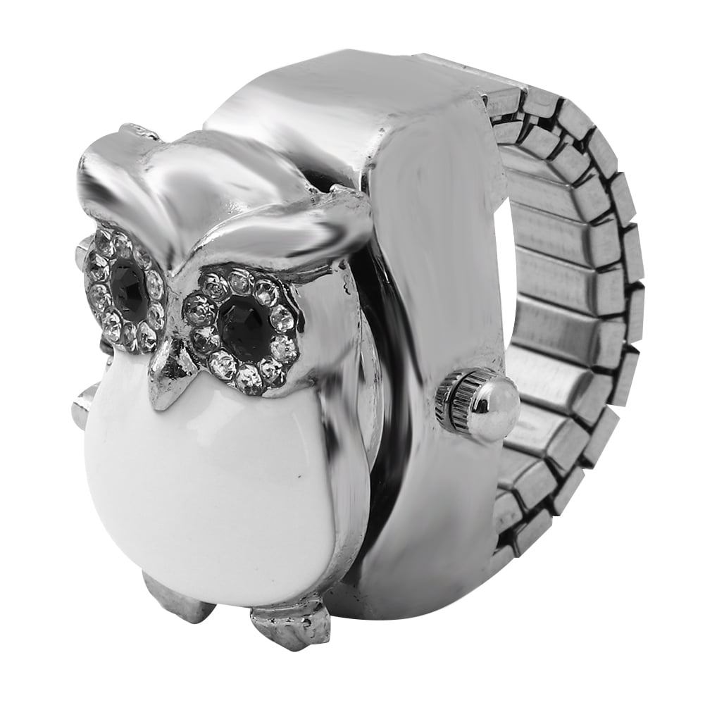 Finger Watch FlipUp Cover Vintage Owl Pattern Unixes Finger Quartz