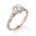 thumbnail image 3 of JeenMata 1.2 TCW Round Cut Moissanite - Splendid Encrusted Twirl - Pave Halo Engagement Ring - 18K Rose Gold Plating over Silver, 3 of 7