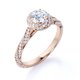 thumbnail image 3 of JeenMata Anillo de Compromiso con Moissanita de Corte Redondo de 1,2 Quilates, Espléndido Diseño con Incrustaciones en Espiral y Halo Pavé, Chapado en Oro Rosa de 18 K sobre Plata, 3 of 6