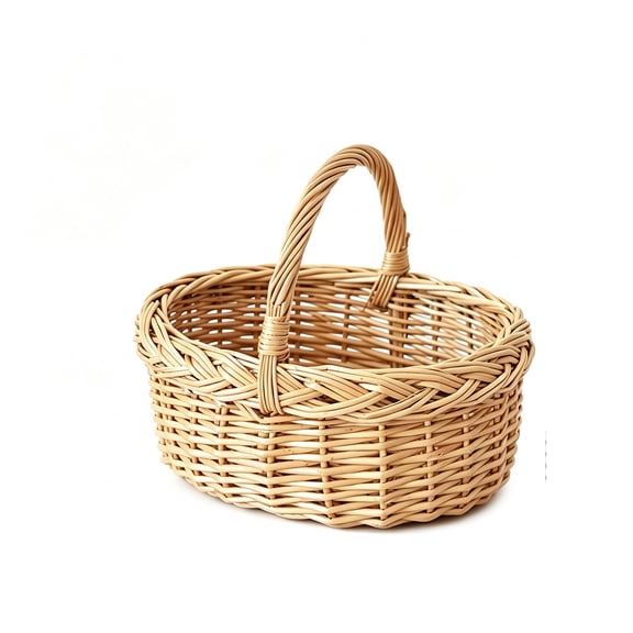 Leodye 1PCS Handmade Wicker Willow Basket with Handle Decorative Storage Organizer Ideal for Flower Arrangement Household Tidying and Indoor Ornament -9.05x7.87x4.72in