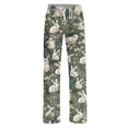 thumbnail image 3 of Wutalume Women's Casual Printed Pants, Loose Fit Easter Bunny Design Trousers for Spring Daily Wear, Soft Lightweight Material, Elastic Waist, Fun Festive Style,Army Green L, 3 of 6