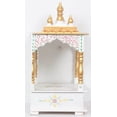 thumbnail image 3 of Wooden Temple For Home White / Beautiful Handcrafted Rajisthani Mandir For Home And Office / Wall Hanging And Table Top Mandir / Pooja Ghar, 3 of 5
