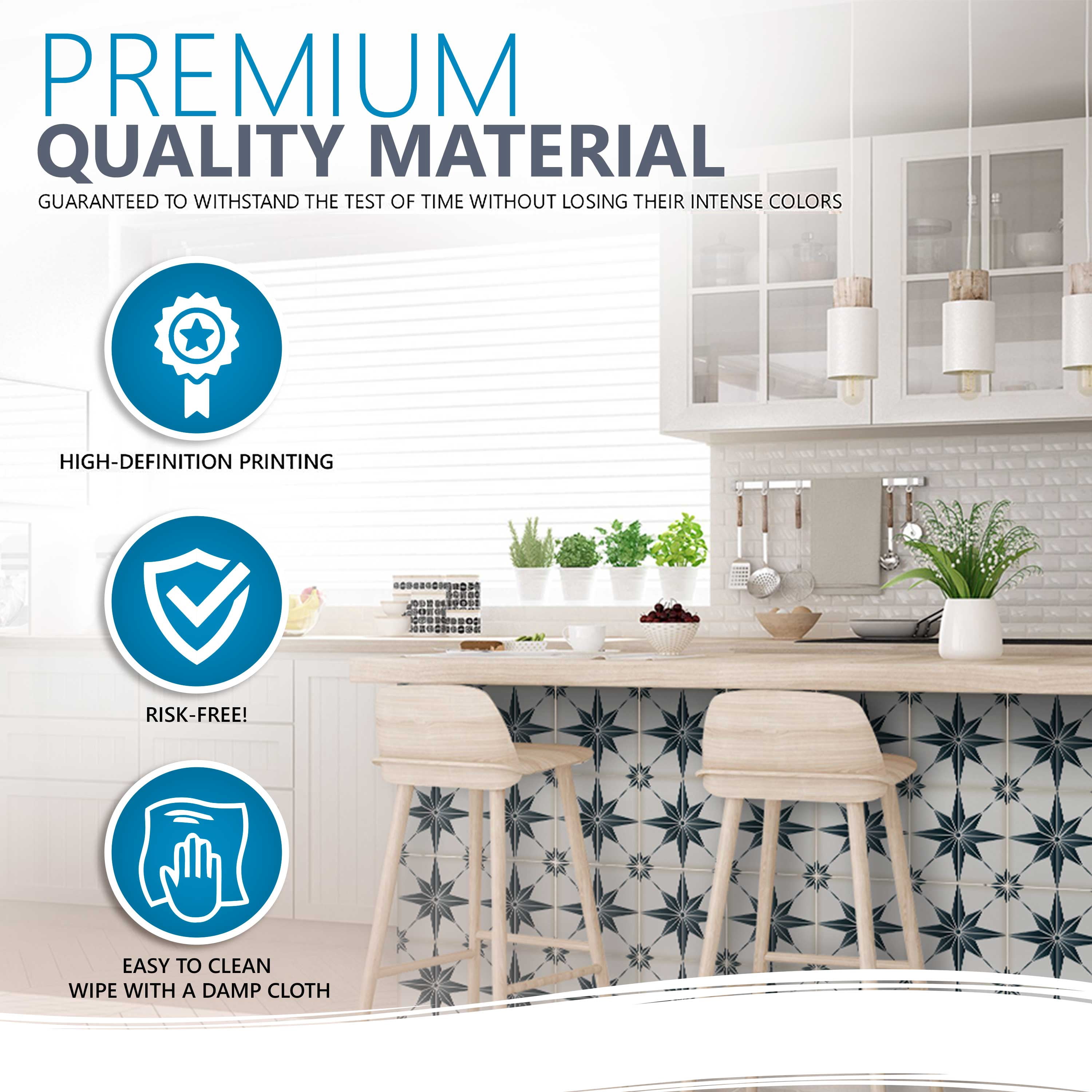 Mi Alma Peel and Stick Star Shaped B69 Backsplash Tile Stickers, Dark Gray, 7" x 7" (24-Pack)