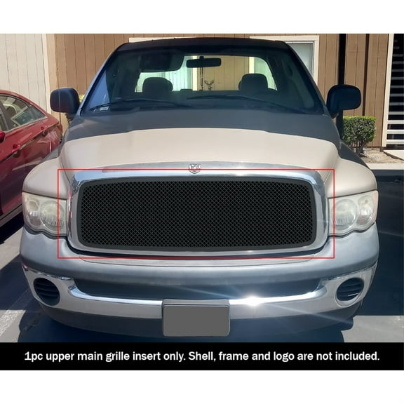2002-2005 Dodge Ram 1500 /2002-2005 Dodge Ram 2500 /2002-2005 Dodge Ram 3500 Stainless Steel Black Powder Coated Finish 1.8 Mm Wire Mesh Black Wire Mesh Grille