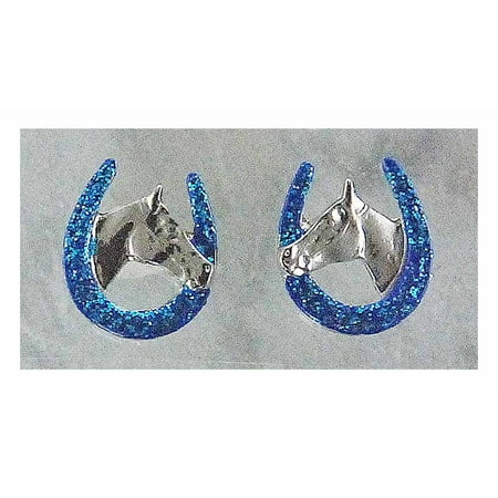 - Horse Head In Horseshoe Glitter Earrings