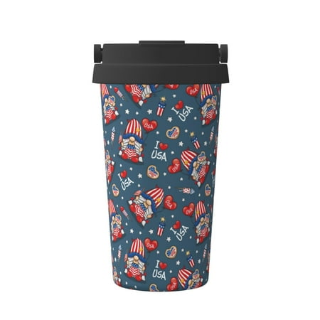 

Junzan Gnome Love USA for Stainless Steel Vacuum Insulated Tumbler - Reusable Insulated Cold Brew Iced Coffee Cup Thermos -Gifts for Women Men Him Her
