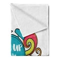 thumbnail image 2 of Saying Soft Flannel Fleece Throw Blanket, Positive Message on Alarm Clock Wake up and Be, Cozy Plush for Indoor and Outdoor Use, 70" x 90", Sky Blue Dark Coral, by Ambesonne, 2 of 5