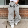 thumbnail image 1 of Gothic Print Drawstring Casual Pants for Everyday Men Featuring Straight Fit and Dark Design for Streetwear, 1 of 3