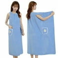 thumbnail image 5 of Bath Towel Household Women Wearable Wrap Adults Absorb Water Polyester Dry Hair Skirt Long Style Bathroom Washable Bathrobe, 5 of 9