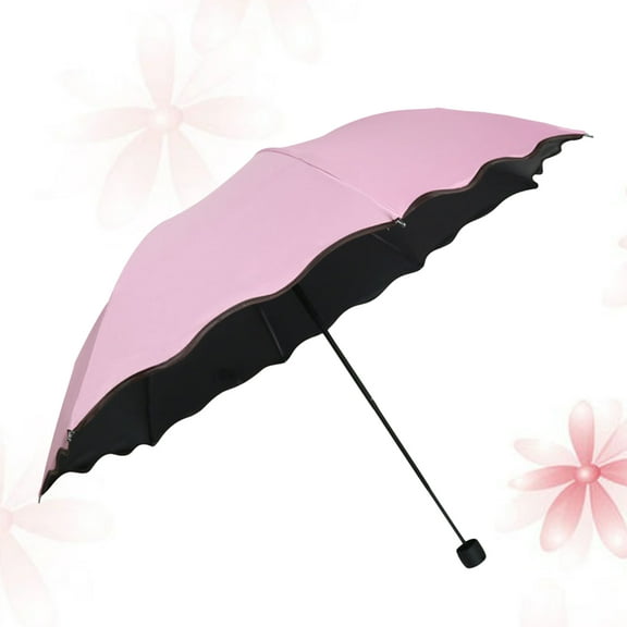 KALLORY Waterproof Pink Flower Patterned Umbrella with Uv Blocking Vinyl Coating