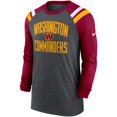 thumbnail image 2 of Men's Nike Heathered Charcoal/Burgundy Washington Commanders Tri-Blend Raglan Athletic Long Sleeve Fashion T-Shirt, 2 of 3