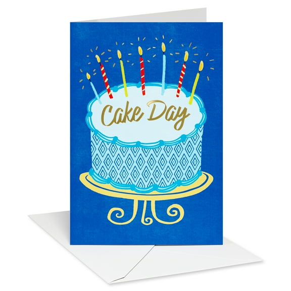 American Greetings Birthday Card for Him, Cake Design with Gold Accents, Includes Envelope