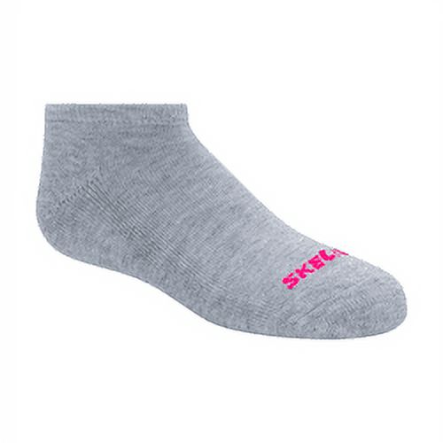 Skechers Kids Girls' 10 Pack 1/2 Terry No Show Socks, White/Grey, 7-8.5