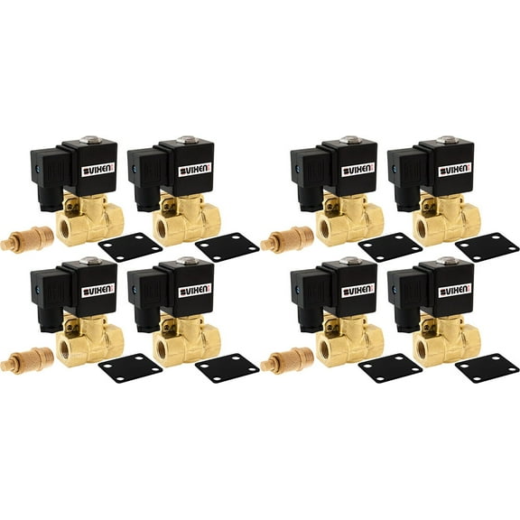Vixen Air 3/8" NPT Air Ride Suspension High Flow Electric Air Valve (Solenoid) 250 PSI (8-Pack) with Four 3/8" Flow/Dump Control Valves VXF4038M-8