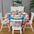 thumbnail image 2 of Red Blue Tie Dye Flower Round Tablecloth 60"x60",Wrinkle Wipeable Table Cloth for Kitchen Dining Room Picnic Patio Party, 2 of 6