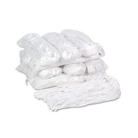Premium Cut-End Wet Mop Heads Rayon, 20oz, White, 12/Carton