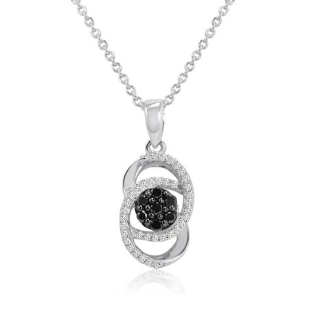 Black and White Diamond Infinity Pendant-Necklace in Sterling Silver 1/4ct tw