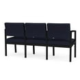 thumbnail image 5 of Lesro Lenox Steel Modern Fabric Waiting Room Guest Sofa in Black/Open House Navy, 5 of 5