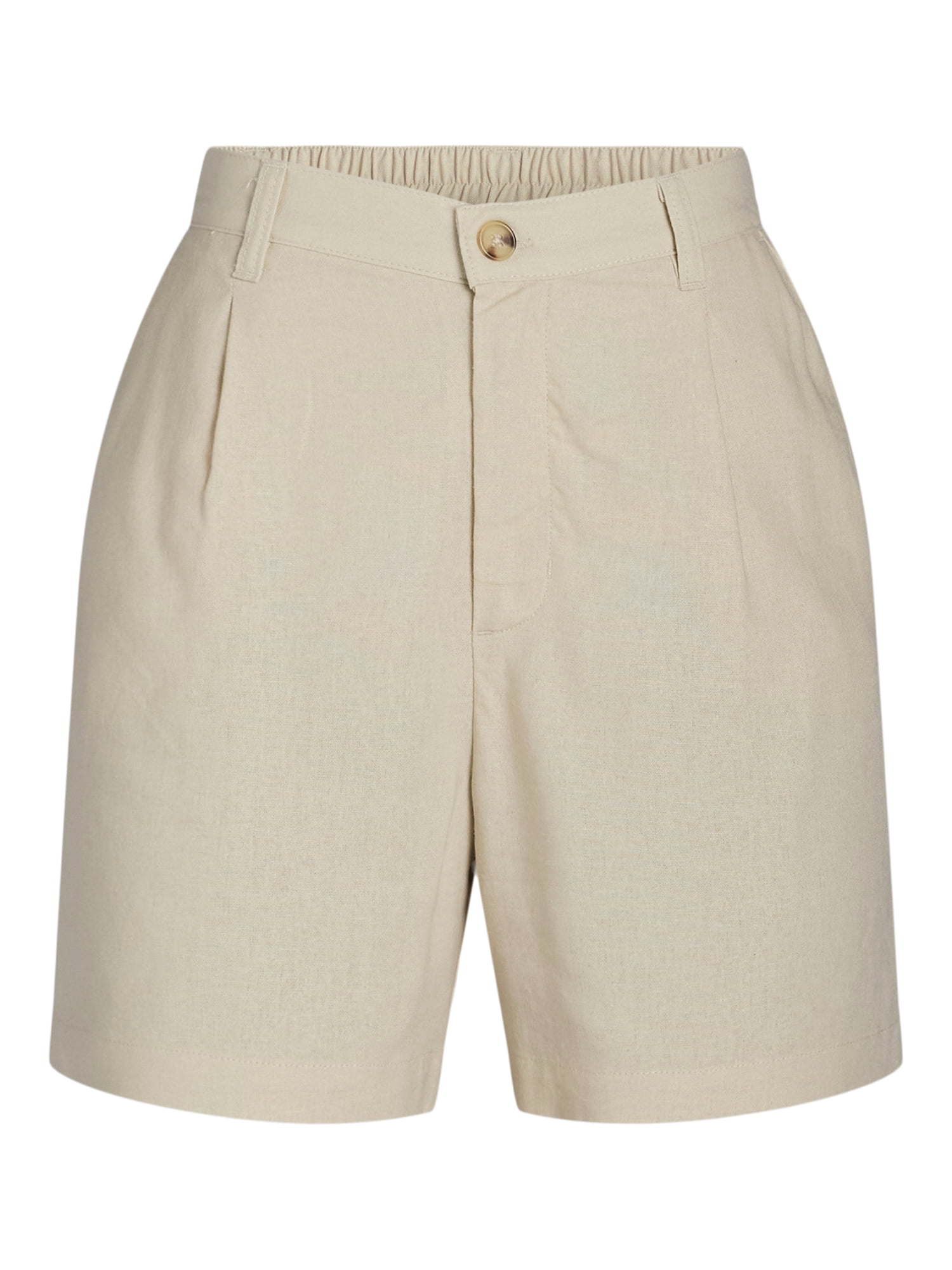 Time and Tru Women’s Linen Blend Shorts, 5” Inseam, Sizes XS-XXXL