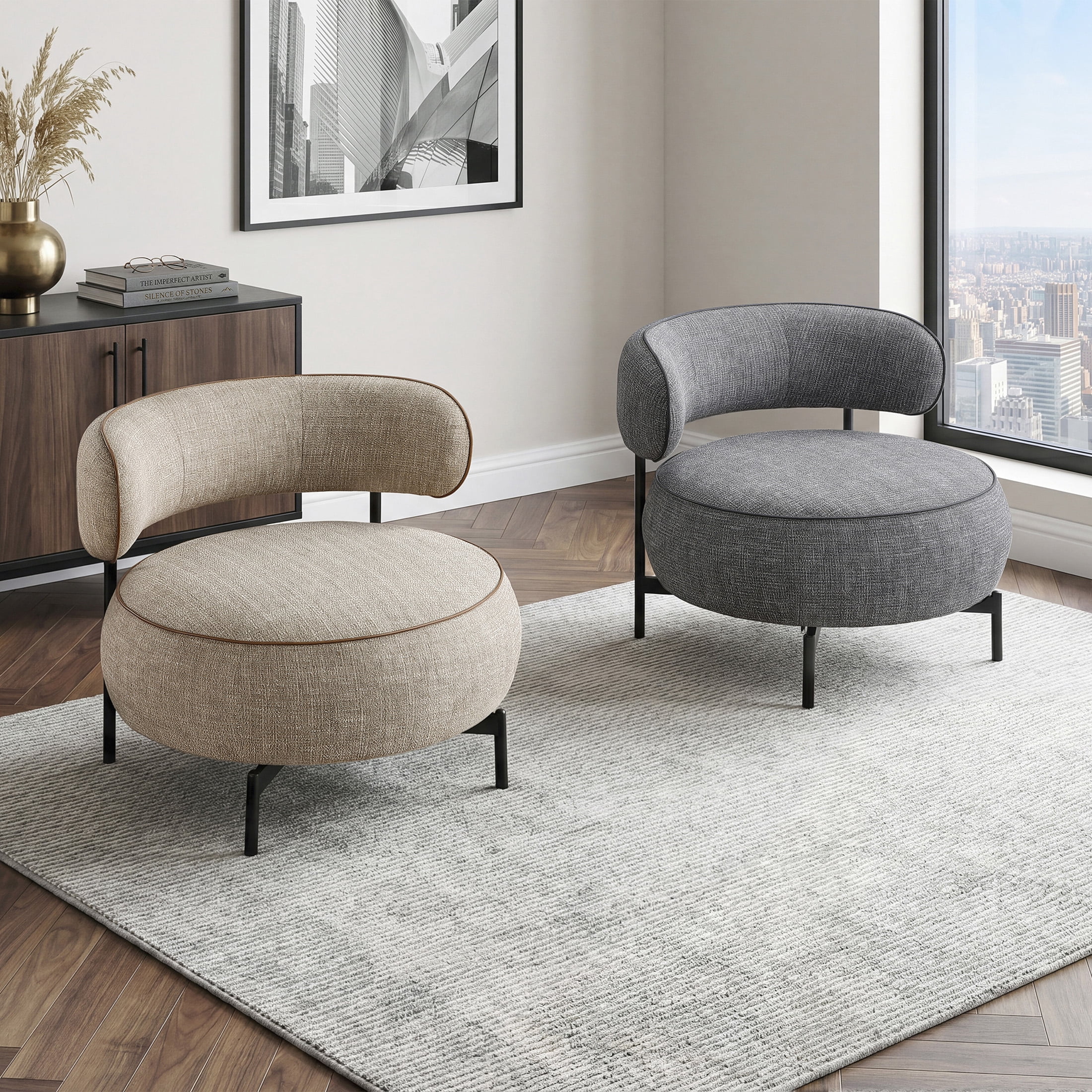 OakvillePark Varn Contemporary Chenille Swivel Chair, Brown
