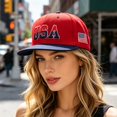 thumbnail image 4 of USA Flag Embroidered Flat Brim Baseball Cap, Unisex Hip‑Hop Snapback Sun Hat For Street Dancing Casual Wear, 4 of 8