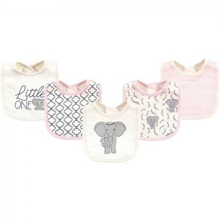 Touched by Nature Baby Girl Organic Cotton Bibs 5pk Girl Elephant One Size