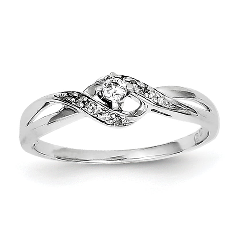 Core Silver - Sterling Silver Diamond Promise Ring - Walmart.com ...