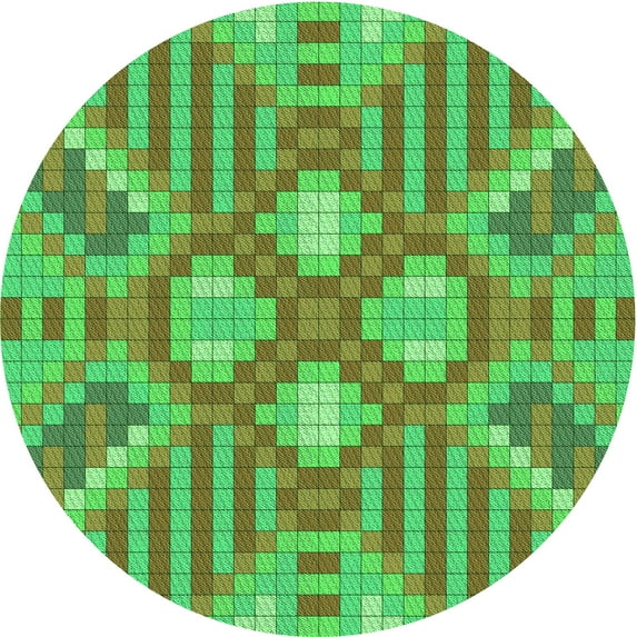 Ahgly Company Machine Washable Indoor Round Transitional Neon Green Area Rugs, 3' Round