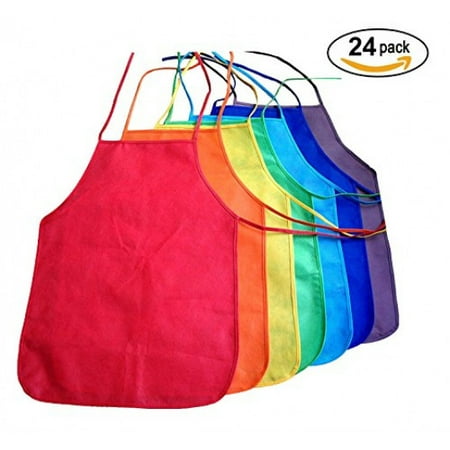 Childrens Vinyl Artist Smock - Multicolored Kids Artists Apron Set of 24 Open Back Sleeveless Art Craft Smock Aprons | Children’s Assorted Variety Pack of 24 Colorful DIY Protective Reusable Kitchen | Painting Aprons Ages 3 and