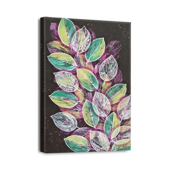 Décoration Murale pour Salon Art Mural Moderne en Toile pour Chambre Cuisine Décoration Murale Feuilles Abstraites Peintures Murales Uvres d'Art Bureau Images Murales Décoration Maison 12x16 Pouces