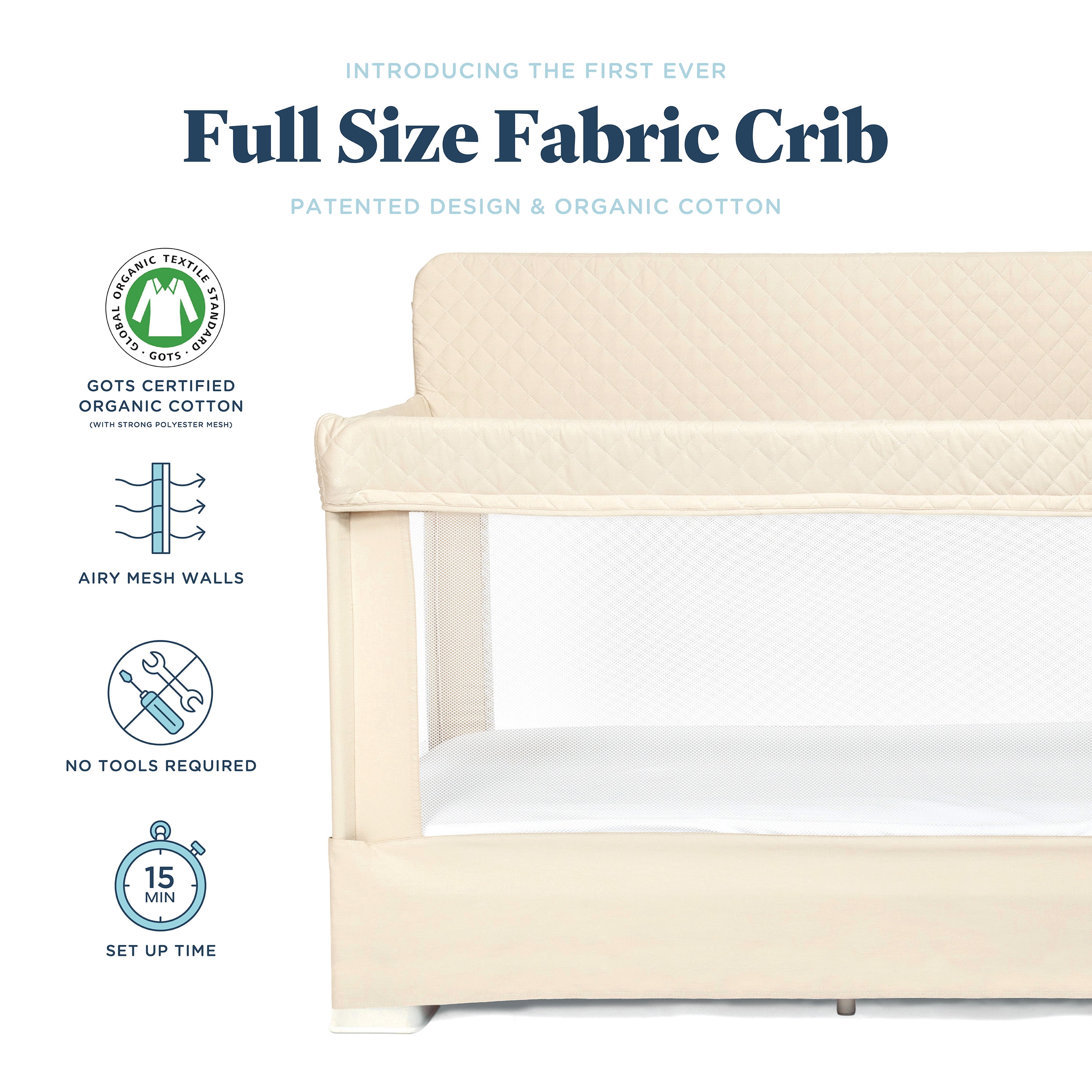 Baby Delight Lunaire Full Size Mesh Infant Crib & Playard, Organic Oat