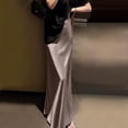 thumbnail image 5 of Pxiakgy skirts for women Satin Skirts for Women Summer Korean Fashion Midi A Line Long Beautiful Grille Skirt High Waist Female Skirts skirts for women trendy summer women's skirts, 5 of 5
