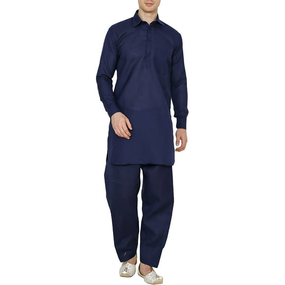 Royal Kurta Men's Linen Pathani Suit