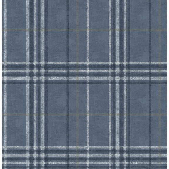 Chesapeake Rockefeller Navy Plaid Unpasted Non Woven Wallpaper, 20.5-in by 33-ft, 56.4 sq. ft.
