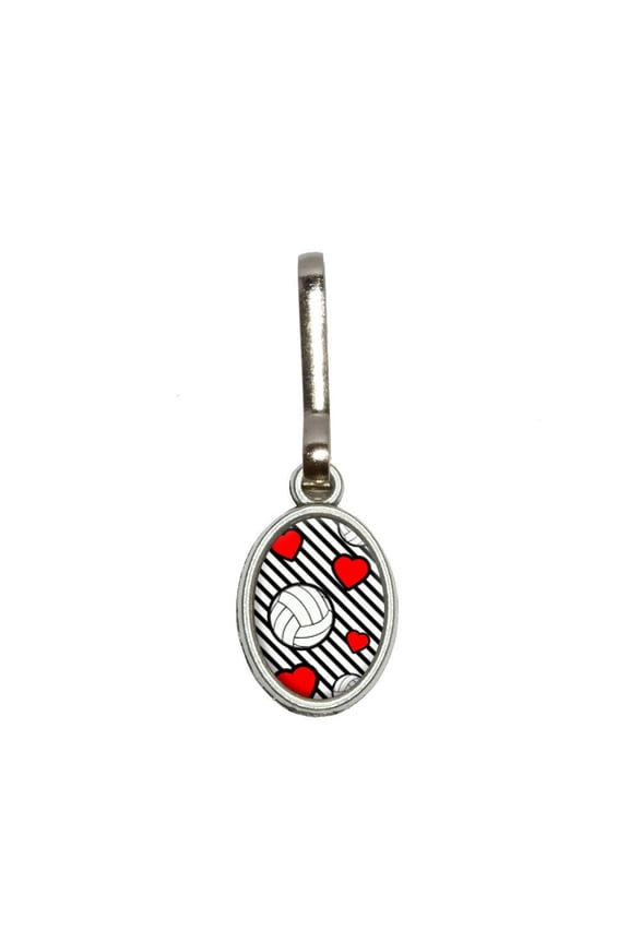 Volleyball Love Oval Zipper Pull
